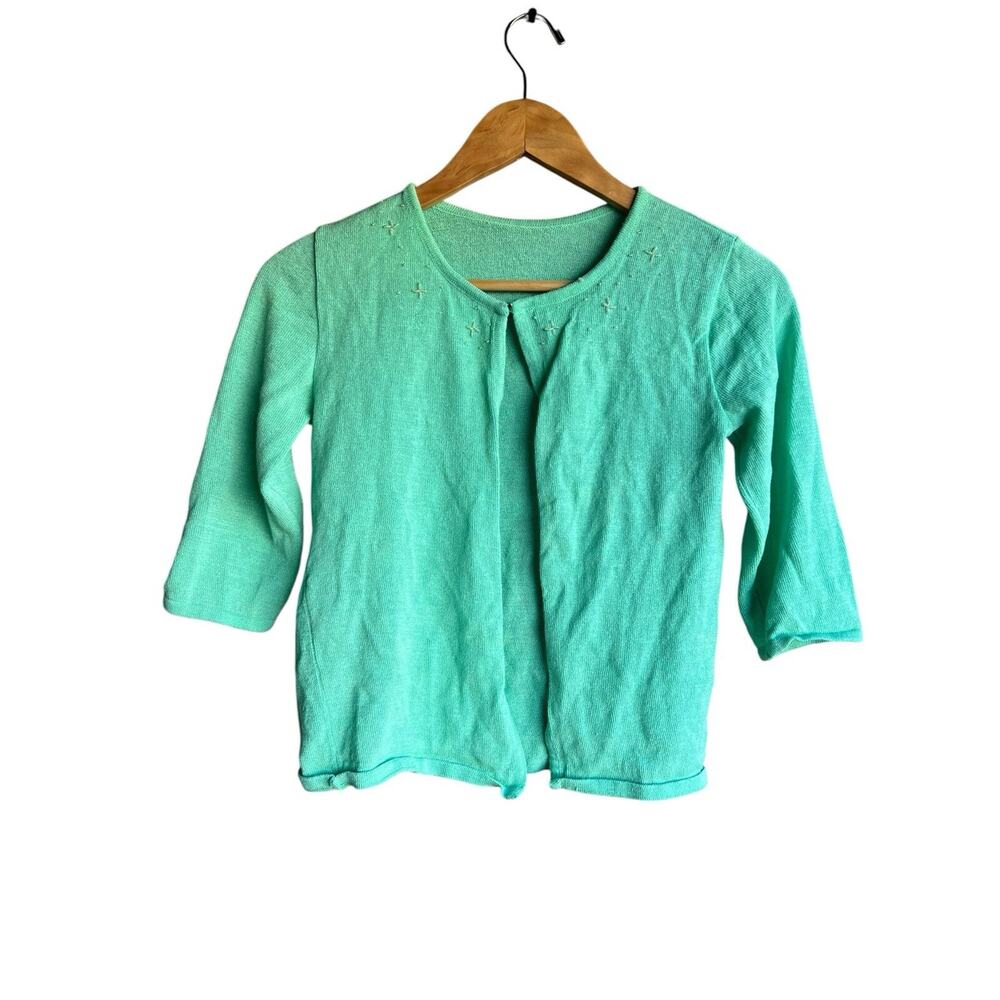 Sans Gene Beaded Knitted lightweight Mint Green Cardigan Sweater size SMALL